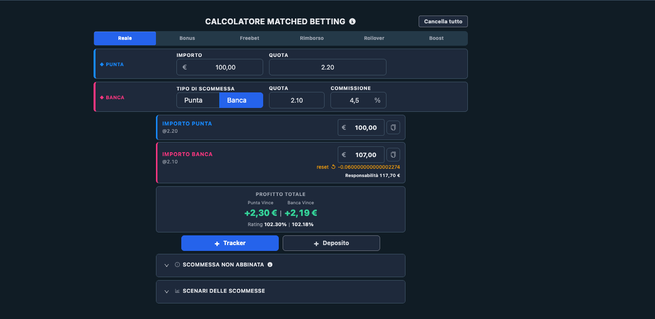 Calcolatore con sbilanciamento degli importi