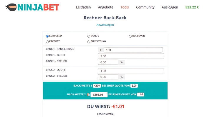 vorzeitige-auszahlung-matched-betting-ninjabet-geld-verdienen-rechner