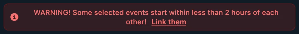 The red warning in Parlay Finder: some selected games start within 2 hours of each other