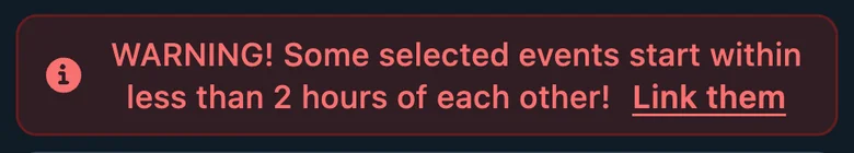 The red warning in Parlay Finder: some selected games start within 2 hours of each other